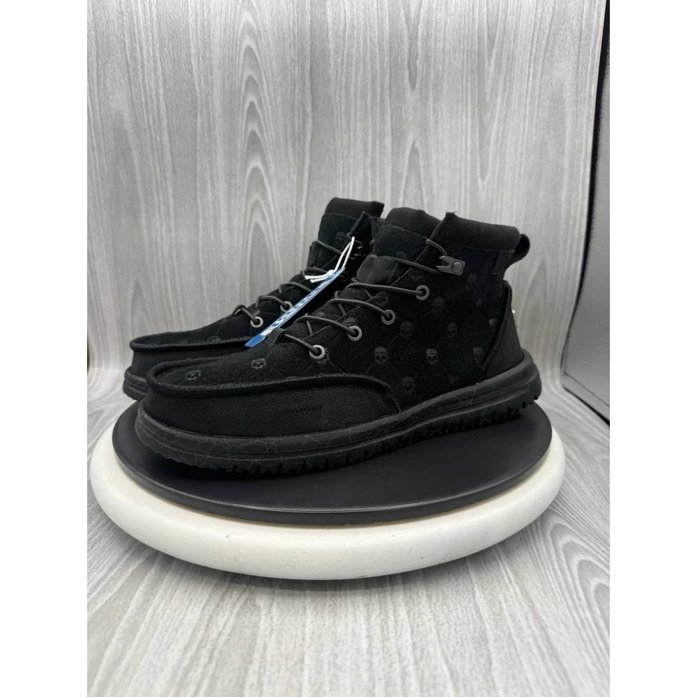 Hey Dude x Jelly Roll Mens Size 10 Black Suede Skull Chukka Ankle Boots Shoes
